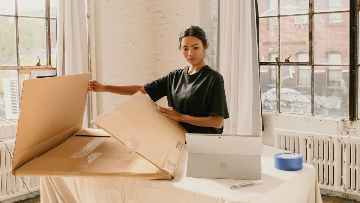 A seller boxing an order where listings get shot