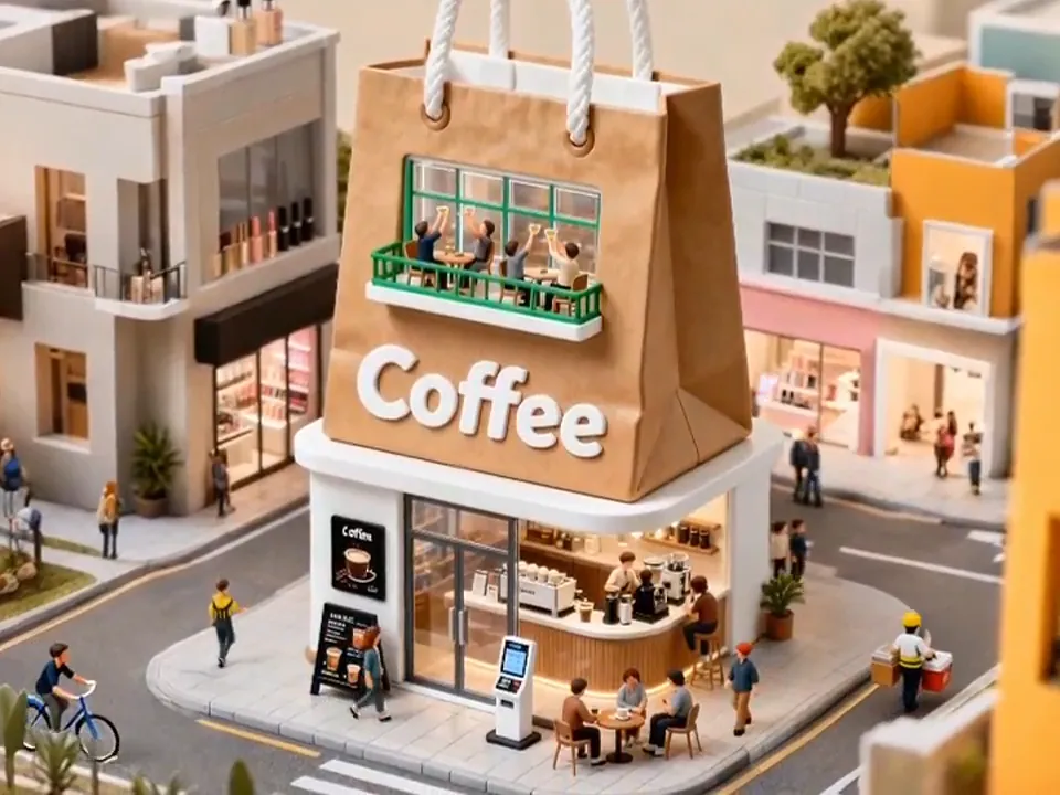 Tilt-shift miniature street corner rendered from a single written prompt
