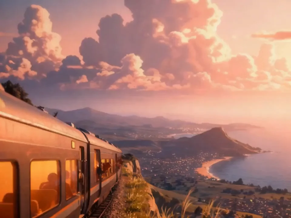 Vorapix video studio output — a cinematic coastal train scene rendered straight from a text prompt